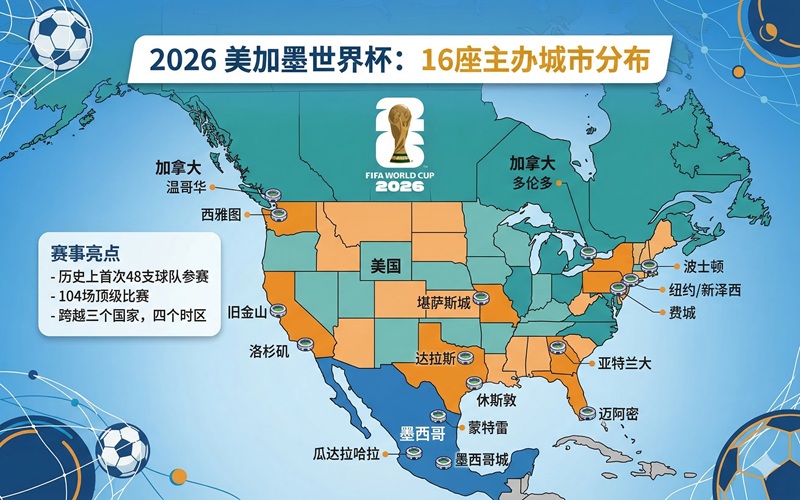 2026美加墨世界杯全景巡礼：48队扩军赛制详解与16座城市球场分布